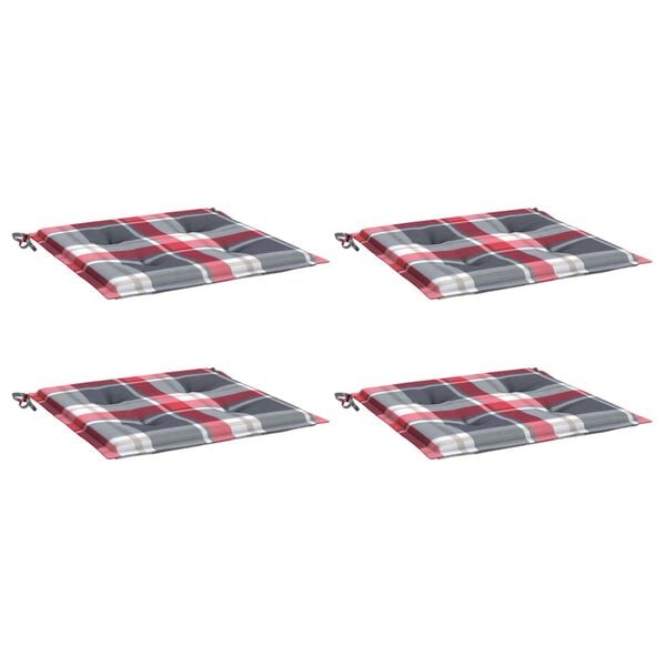 vidaXL Gartenstuhl-Kissen 4Stk. Rot Karomuster 50x50x4cm Oxford-Gewebe