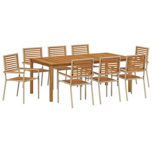 vidaXL Garten Essgruppe 9 pcs Beige Massivholz Akazie