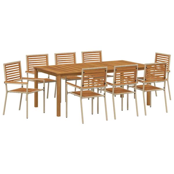 vidaXL Garten Essgruppe 9 pcs Beige Massivholz Akazie