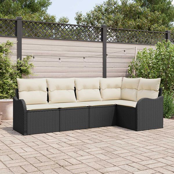 vidaXL Gartensofa-set mit Speicher 5 pcs Schwarz Poly-Rattan