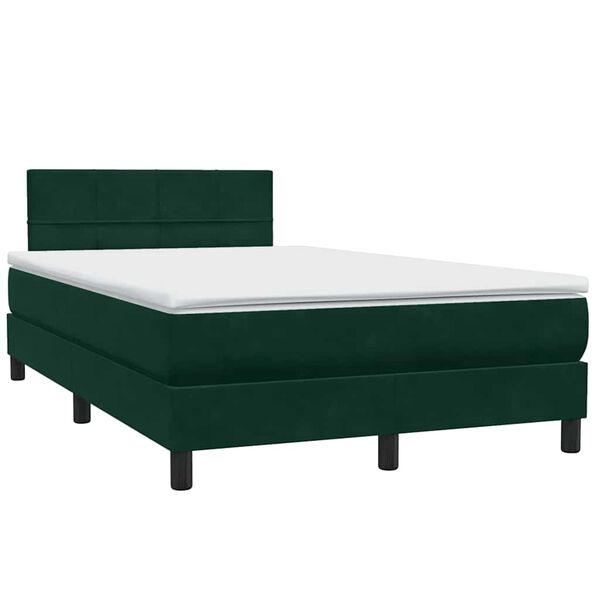 vidaXL Boxspringbett mit Matratze Dunkelgr&uuml;n 120x220 cm Samt