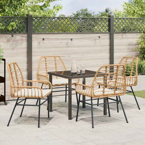 vidaXL Garten Essgruppe 5 pcs Braun Poly-Rattan