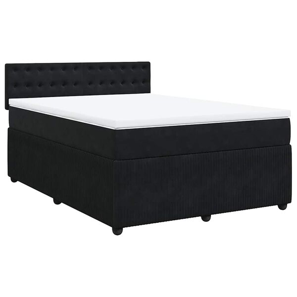 vidaXL Boxspringbett mit Matratze Schwarz 140x200 cm Samt