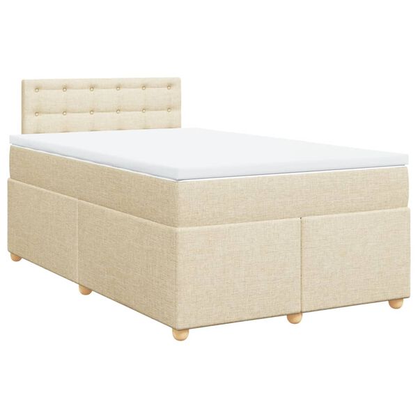 vidaXL Boxspringbett mit Matratze Creme 120x200 cm Stoff