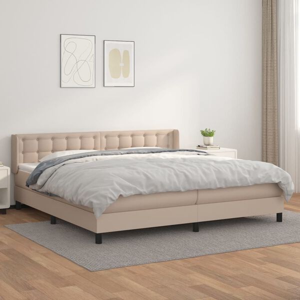 vidaXL Boxspringbett Matratze Cappuccino-Braun 200x200cm Kunstleder