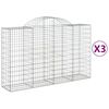 vidaXL Gabionen mit Hochbogen 3 Stk. 200x50x120/140cm Verzinktes Eisen