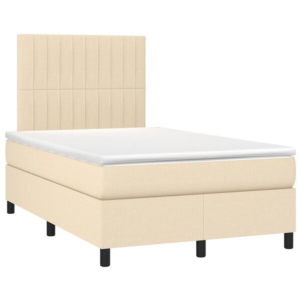 vidaXL Boxspringbett mit Matratze & LED Creme 120x200 cm Stoff