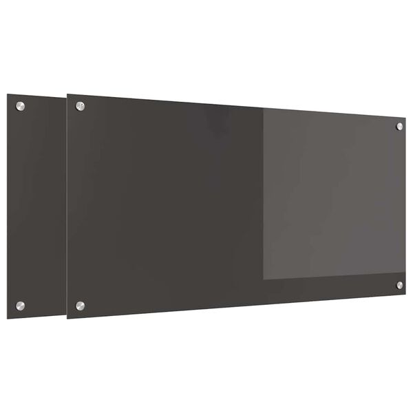vidaXL K&uuml;chenr&uuml;ckwand 2 pcs Dunkelgrau 100 x 50 cm Geh&auml;rtetes Glas