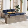 vidaXL 7-tlg. Garten-Sofagarnitur mit Kissen Grau Poly Rattan