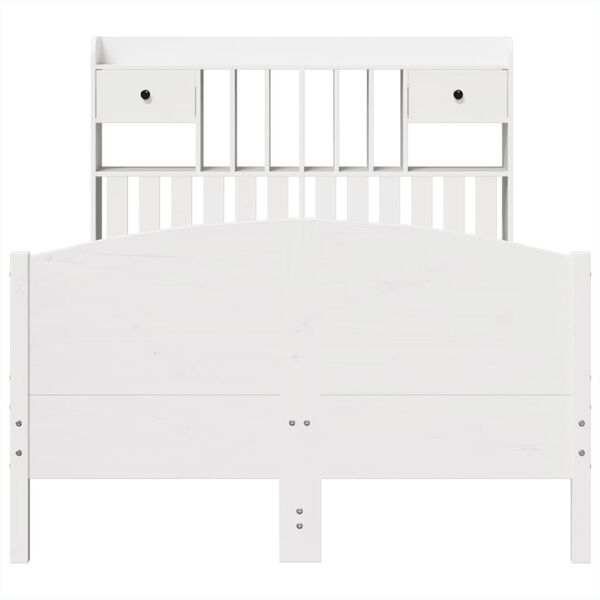 vidaXL Massivholzbett mit Regal ohne Matratze Wei&szlig; 135x190 cm Kiefer