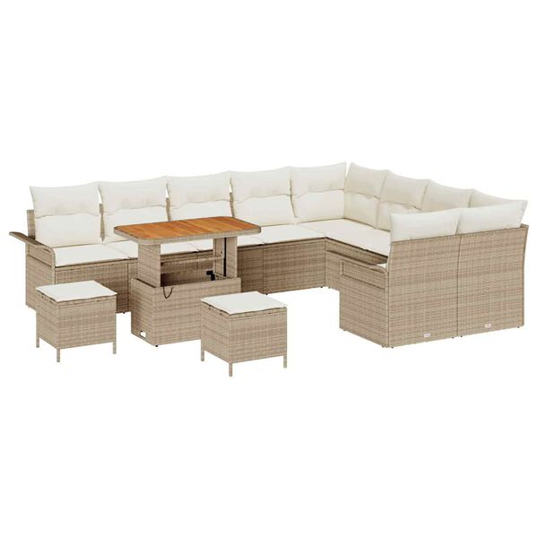 vidaXL Garten-Sofa-Set 12 pcs Beige Poly-Rattan