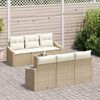 vidaXL Sofa Set mit Kissen 7 pcs Beige und Creme Poly-Rattan