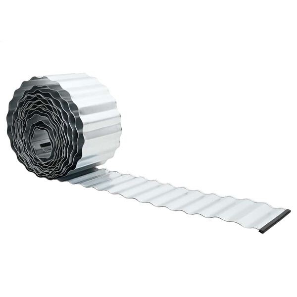 vidaxl Rasenrand Silber 1000 x 15 x 0,03 cm Galvanisiertes Stahl