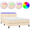 vidaXL Boxspringbett mit Matratze & LED Creme 140x200 cm Stoff
