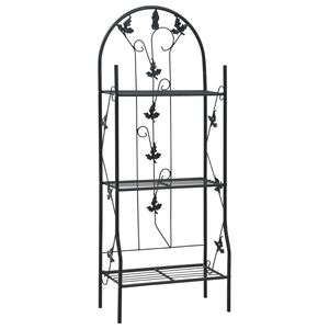 vidaXL 3-stufiges Pflanzenregal Schwarz 52 x 28 x 128 cm Eisen