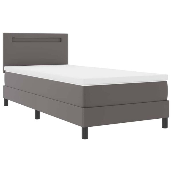 vidaXL Boxspringbett mit Matratze Grau 90 x 190 cm Kunstleder