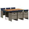vidaXL 7-teiliges Garten-Ess-Set mit Kissen, grau, Polyrattan
