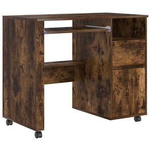 vidaXL Tisch mit R&auml;dern Ger&auml;ucherte Eiche Holzwerkstoff
