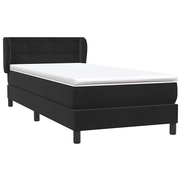 vidaXL Boxspringbett mit Matratze Schwarz 80x220 cm Samt