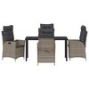 vidaXL Garten Essgruppe mit Kissen 5 pcs Grau Poly-Rattan