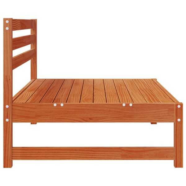 Garten Mittelssofa Massives Kiefernholz Wachsbraun 120 x 84 x 70 cm