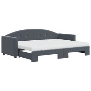 vidaXL Tagesbett Ausziehbar mit Matratzen Dunkelgrau 80x200 cm Samt
