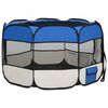 vidaXL Faltbarer Welpenlaufstall mit Tragetasche Blau 110x110x58 cm