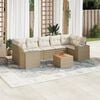 vidaXL 8-tlg. Garten-Sofagarnitur mit Kissen Beige Poly Rattan