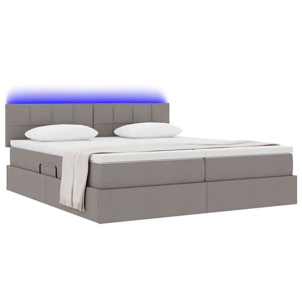 vidaXL Bett mit LED-Lichtleisten mit Kopfteil Taupe 180 x 200 cm Stoff