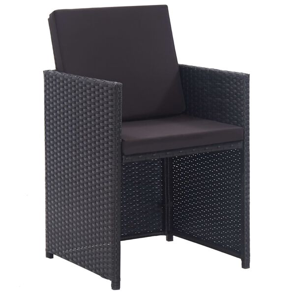 vidaXL 15-tlg. Garten-Essgruppe mit Auflagen Poly Rattan Schwarz