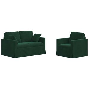 vidaXL Sofa Set 2 stk. Dunkelgr&uuml;n Samt