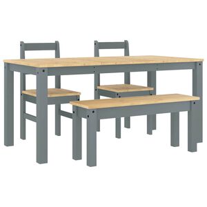 vidaXL 4-tlg. Essgruppe Panama Grau Massivholz Kiefer