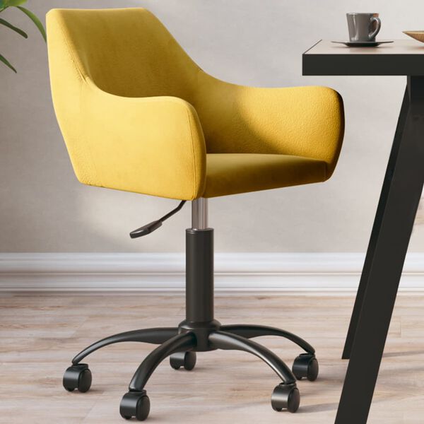 vidaXL Esszimmerstuhl Drehbar Senfgelb Samt