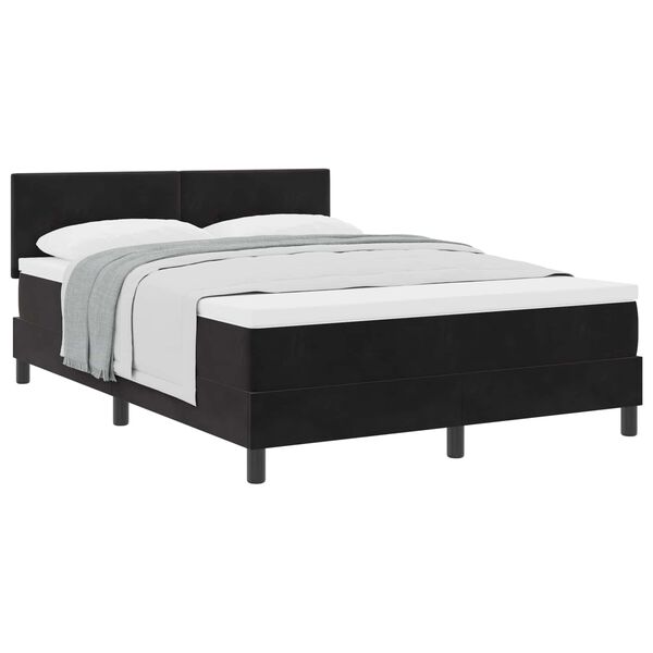 vidaXL Boxspringbett mit Matratze Schwarz 140 x 200 cm Samt