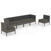 vidaXL 6-tlg. Garten-Lounge-Set mit Auflagen Poly Rattan Grau
