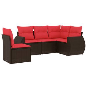 vidaXL 5-teiliges Gartensofa-Set mit Kissen, braun, Polyrattan