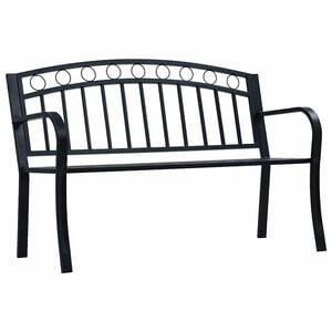 vidaXL Gartenbank 125 cm Schwarz Stahl