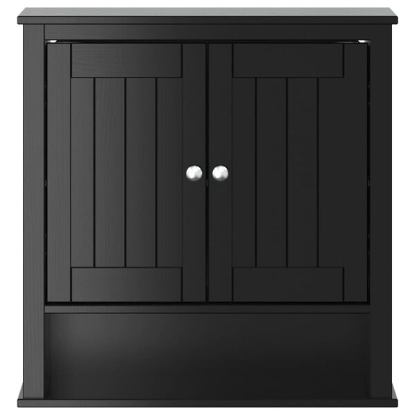 vidaXL Bad-Wandschrank BERG Schwarz 69,5x27x71,5 cm Massivholz