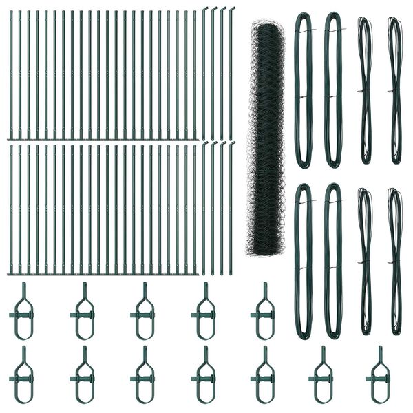 vidaXL Zaunpfosten Grün 100 x 1,2 m (50 mm Maschenweite) Stahl und PVC