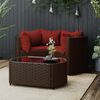 vidaXL 4-tlg. Garten-Lounge-Set mit Kissen Braun Poly Rattan