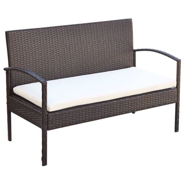 vidaXL 4-tlg. Garten-Lounge-Set mit Auflagen Poly Rattan Braun