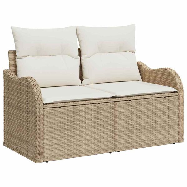 vidaXL Garten-Sofa-Set mit Kissen mit Speicher 8 pcs Beige und Creme