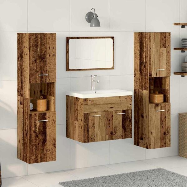 vidaXL Badezimmerm&ouml;bel-Set Wandmontiert 4 pcs Altholz Holzwerkstoff