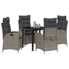 vidaXL Garten Essgruppe mit Kissen 5 pcs Grau Poly-Rattan