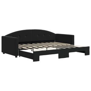 vidaXL Tagesbett Ausziehbar Schwarz 90x190 cm Samt