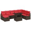vidaXL Gartensofa-set mit Kissen mit Speicher 9 pcs Poly-Rattan