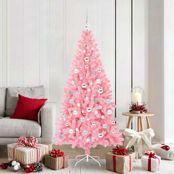 vidaXL Weihnachtsbaum mit 300 LEDs mit Ständer Rosa 180 cm PVC