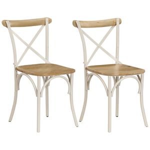vidaXL Kreuzst&uuml;hle 2 Stk. Wei&szlig; Massivholz Mango