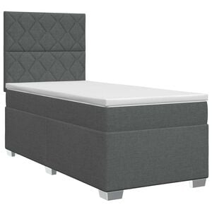 vidaXL Boxspringbett mit Matratze Dunkelgrau 80 x 200 cm Stoff