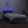 vidaXL Boxspringbett mit Matratze & LED Dunkelbraun 90x190 cm Stoff